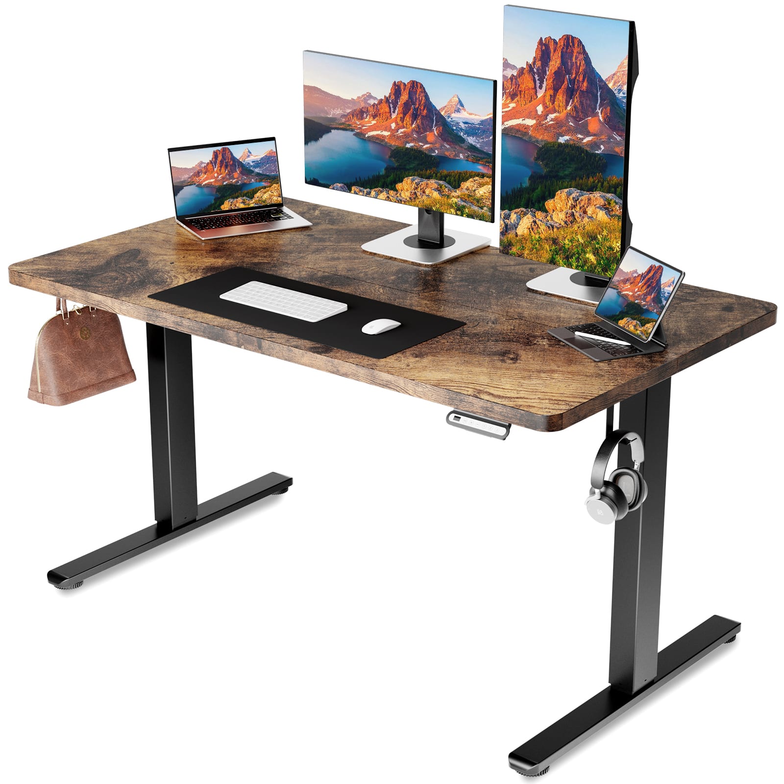 Front. GTPlayer - Electric Standing Desk 48 x 24 IN Sit Stand up Desk,Brown - Brown.