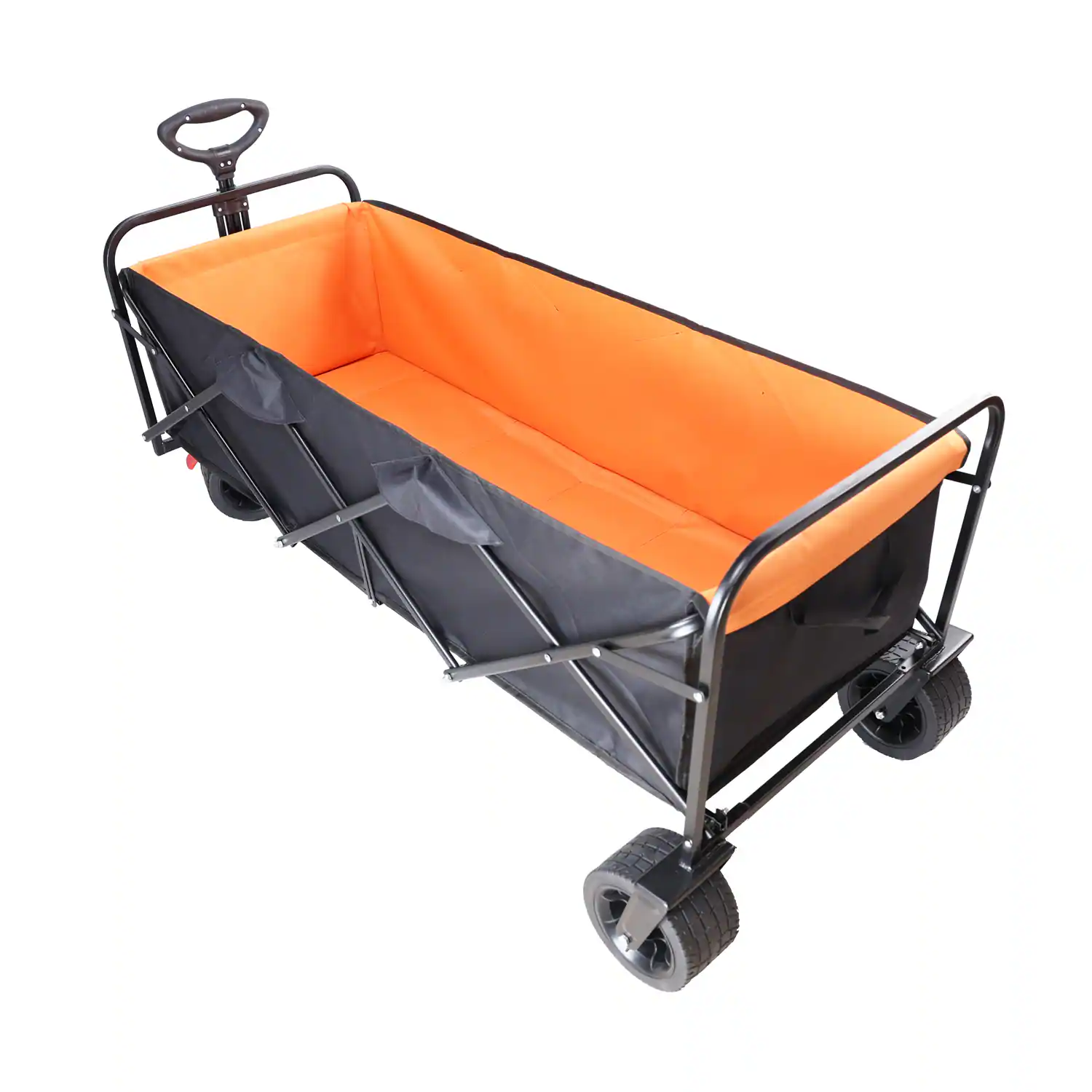 Left. APRILSOUL - Big large capacity Folding cart Extra Long Extender Wagon Cart Folding Wagon Garden Shopping Beach Cart black orange - Black.