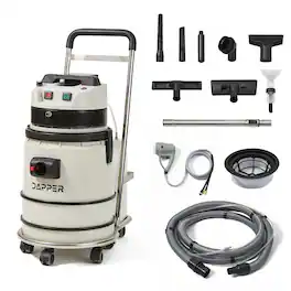 Dapper Supply - Commercial Wet/Dry Vacuum Cleaner with Steam, Cold Water Extraction & Soap Dispensing, 5.5 Gal Tank - White