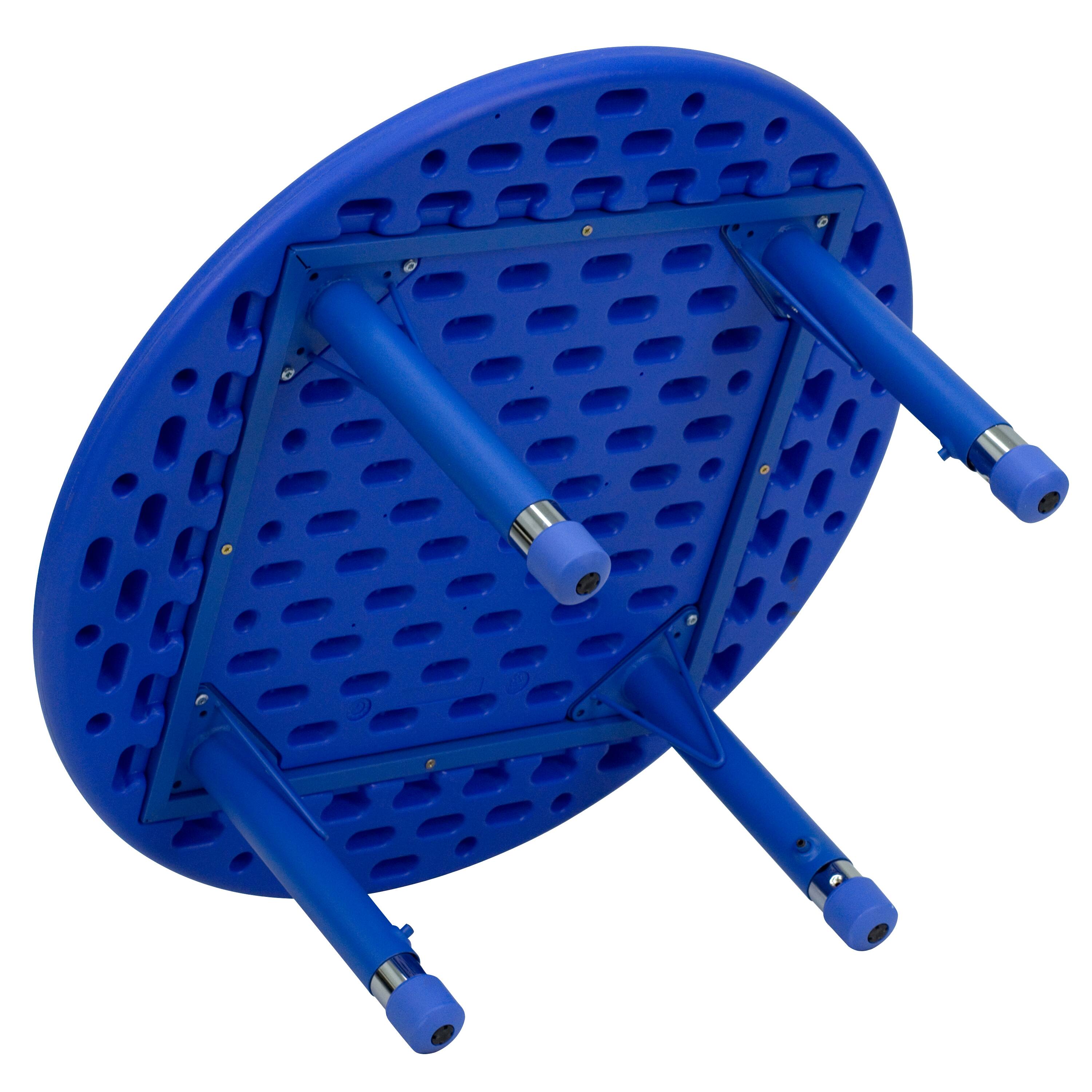 Alt View 3. Emma + Oliver - 33" Round Plastic Height Adjustable Activity Table - Blue.