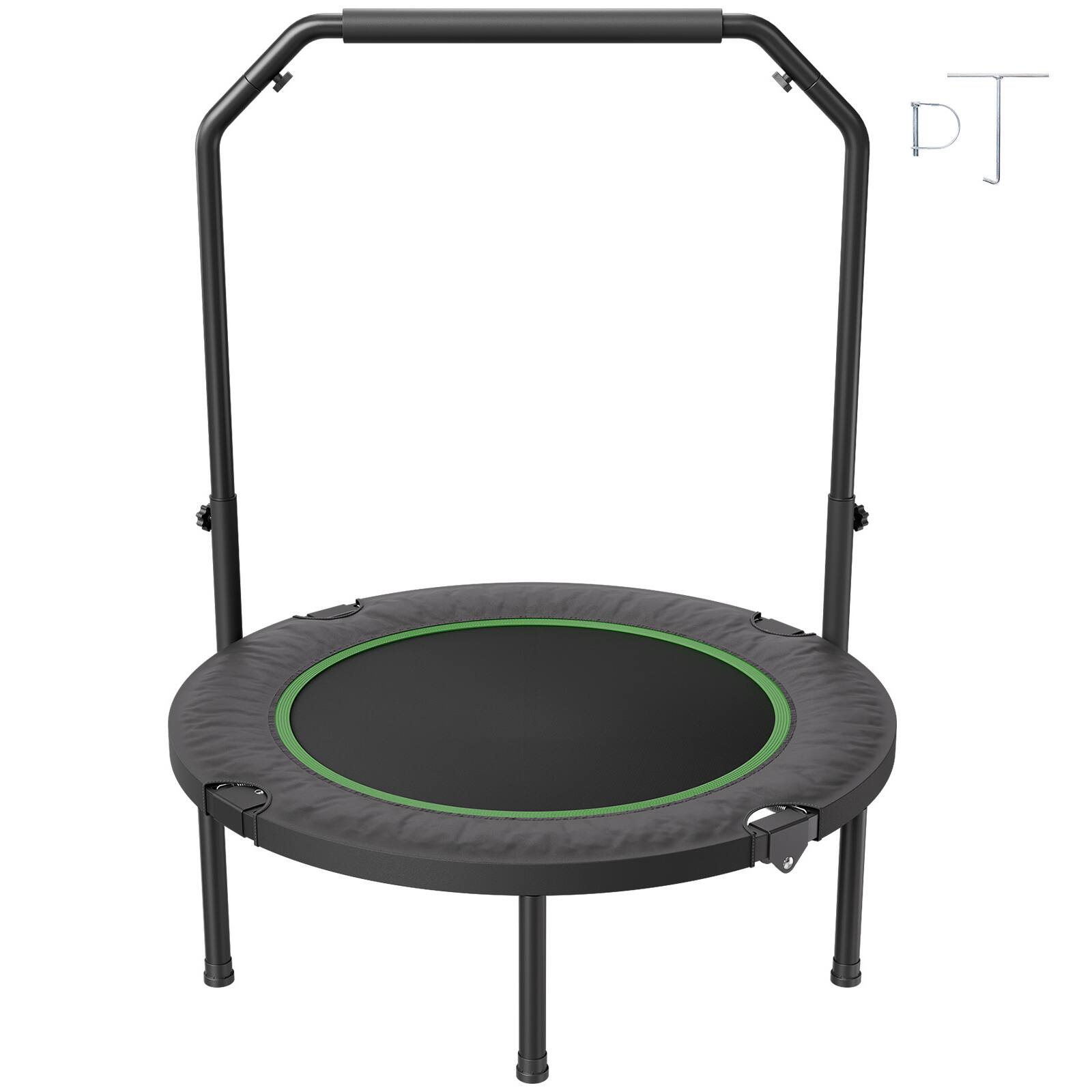 VEVOR - Foldable Mini Trampoline, 40 Inch Fitness Rebounder, Max Load 330lbs Exercise Trampoline, Stable & Quiet Trampoline - Black