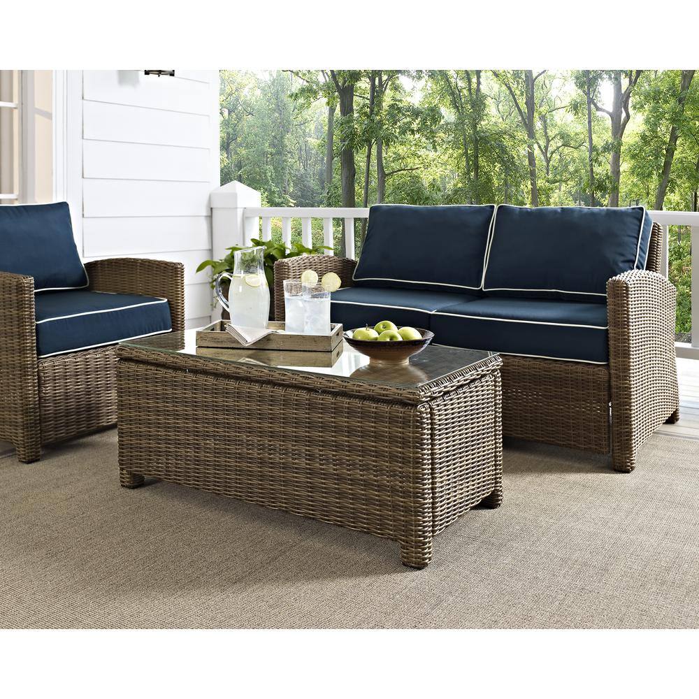 Angle. Crosley Furniture - Bradenton Wicker Outdoor Coffee Table - Weathered Brown.
