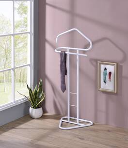 Kings Brand Furniture - Kalblins Metal Clothing Wardrobe Suit Valet Rack Stand - White