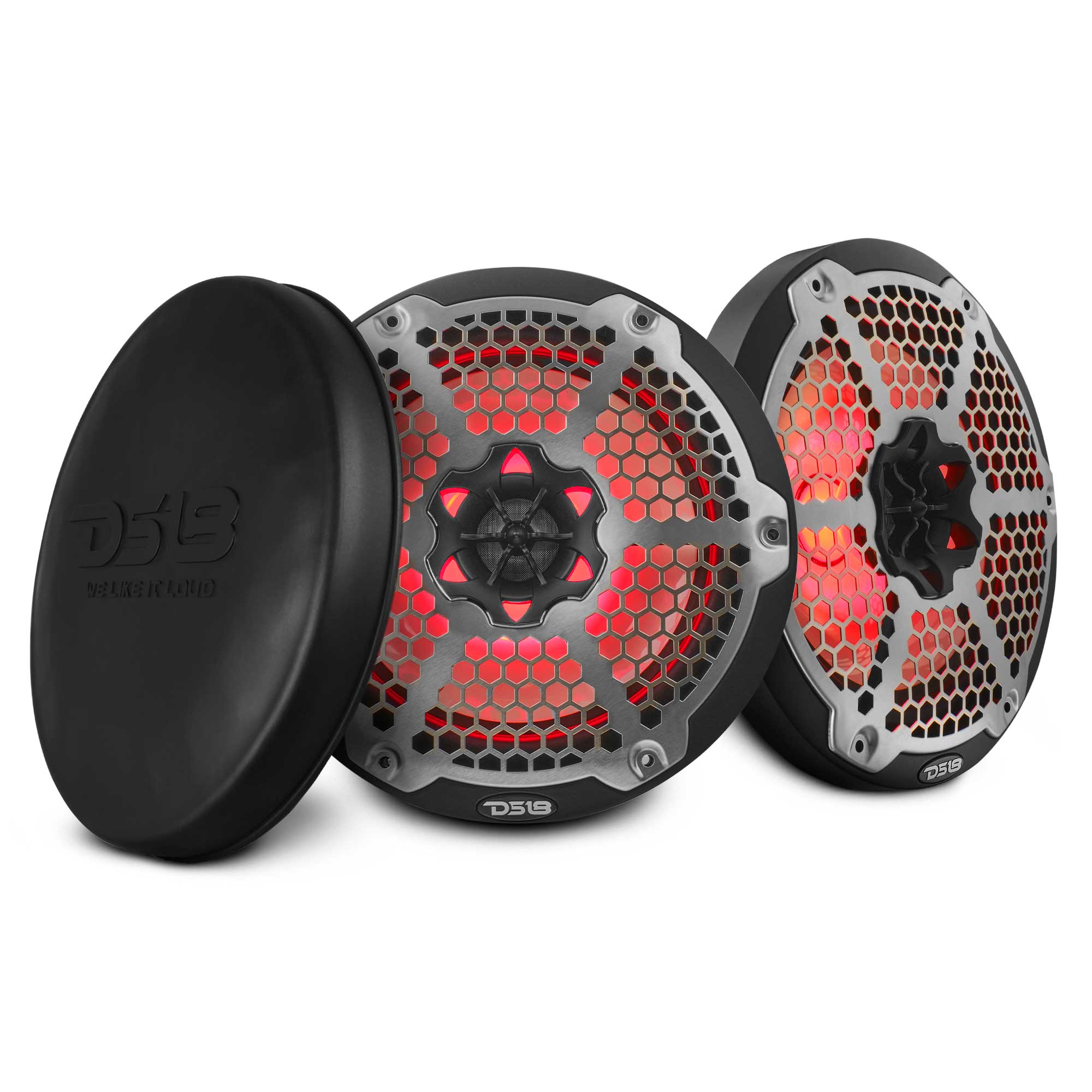 DS18 Audio - NXL 8" 2-way Coaxial Speaker with RGB LED Lights, Built-in Driver and Grille (Pair), 125W RMS 4-Ohm - Black