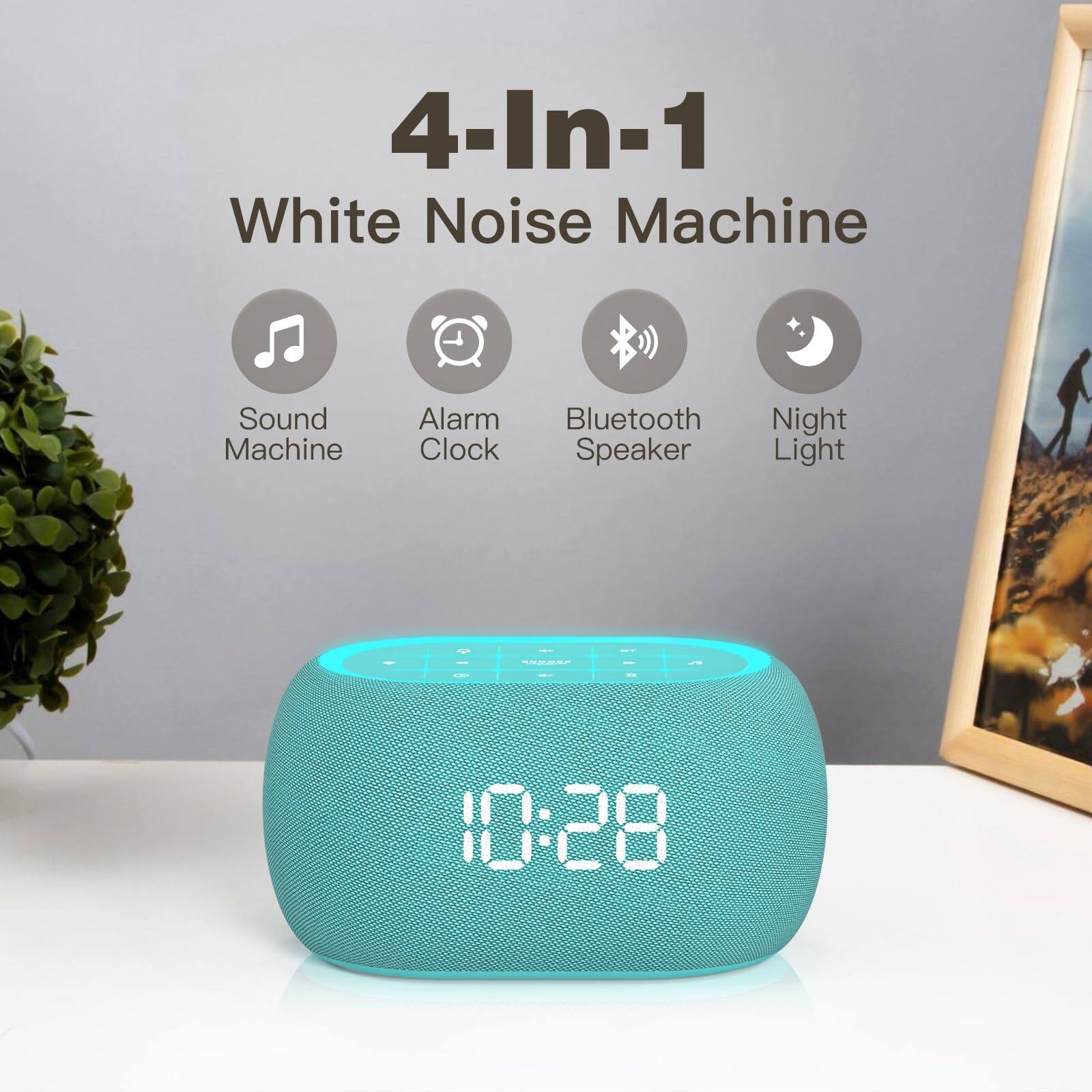 4-In-1 White Noise Machine Sound Machine Alarm Clock Bluetooth Speaker Night Light

10:28