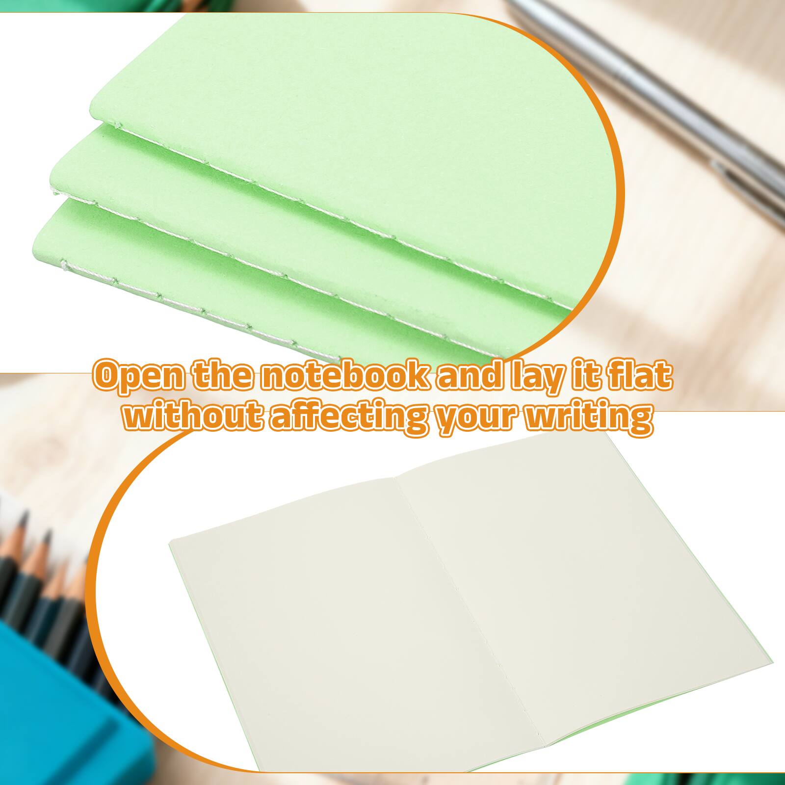 Open the notebook and lay it flat without affecting your writing