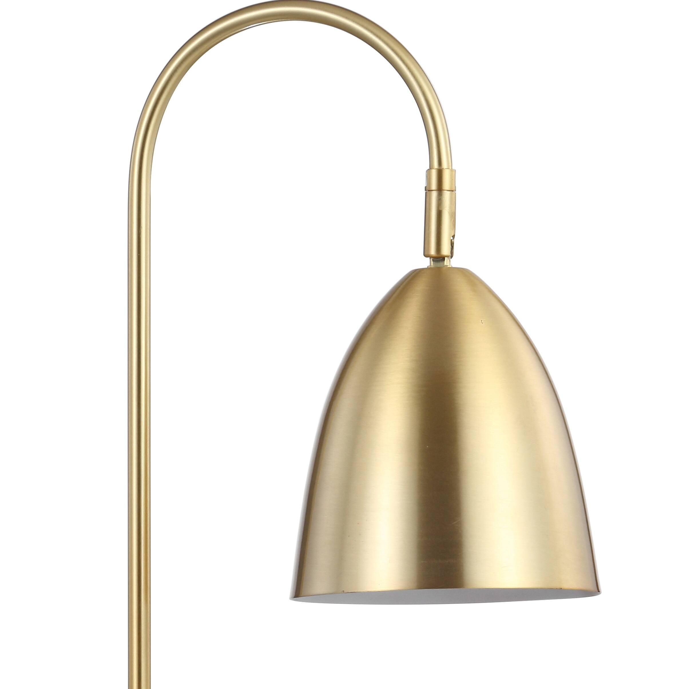 Alt View 4. Jonathan Y - Ana 26" Gold Arched Metal with Marble Base LED Table Lamp, Brass Gold/White - Brass Gold/White.
