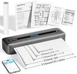 Phomemo - M832 Portable Mini Wireless Printer for Travel and Home, support A4 size paper, with built-in paper bin - Gray