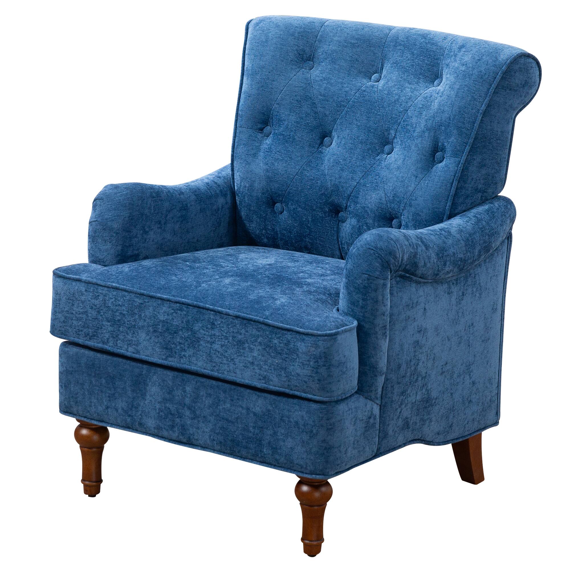Alt View 2. APRILSOUL - Accent Chair Comfy Chenille Club Fabric Upholstered Living Room Arm Chair 300lbs Capacity - Blue.