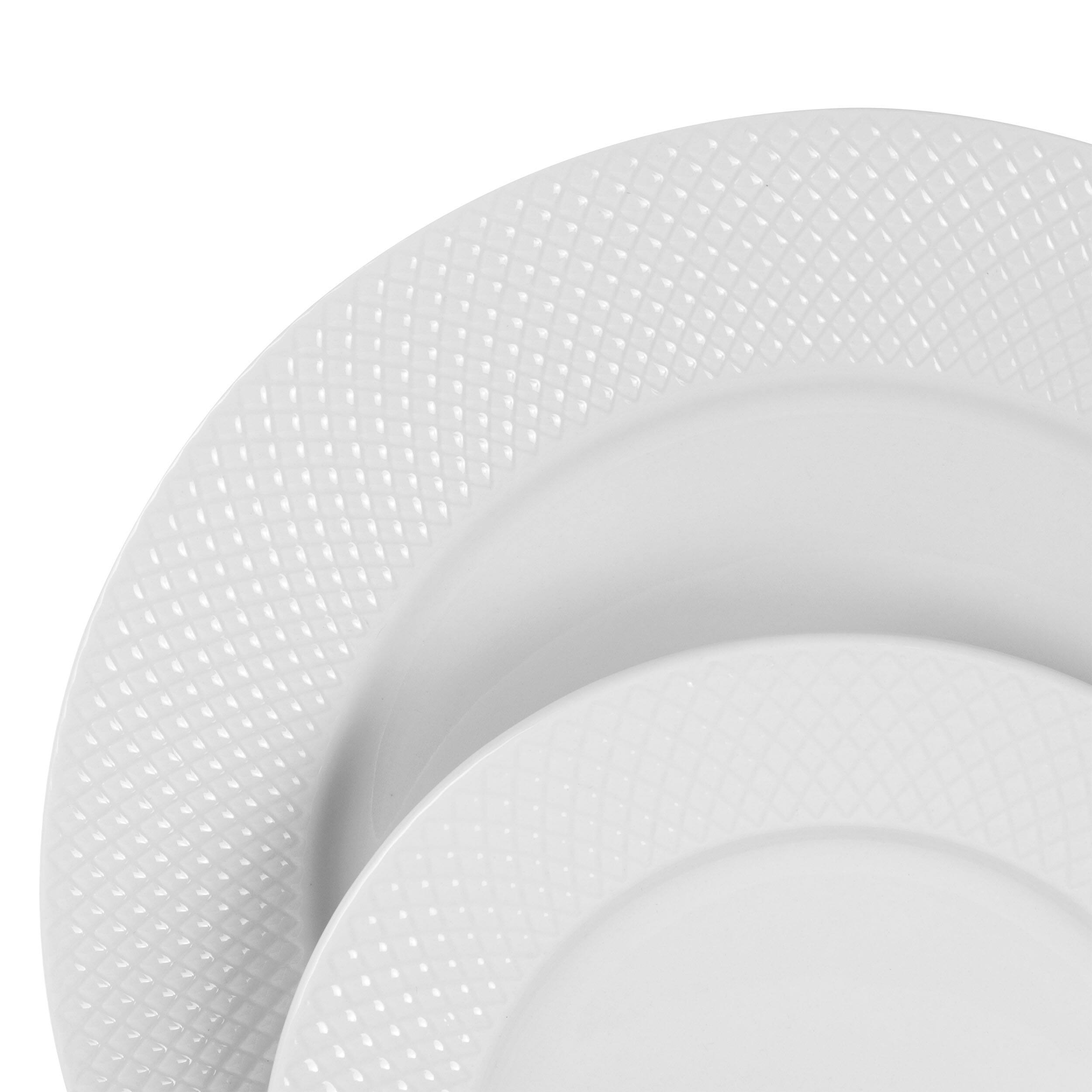 Alt View 1. Elama - Elama Maisy 18 Piece Round Porcelain Dinnerware Set in White - White.