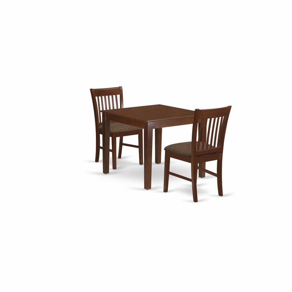 Back. East West Furniture - OXNO3-MAH-C 3 Pc small Kitchen Table set -square Table and 2 Kitchen Dining Chairs - Mahogany.