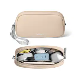 tomtoc - Light-T12 Electronic Accessory Organizer Tech Pouch Cable Bag Travel Case for Cords, Cables, Charger, Small Size - Natura Sand