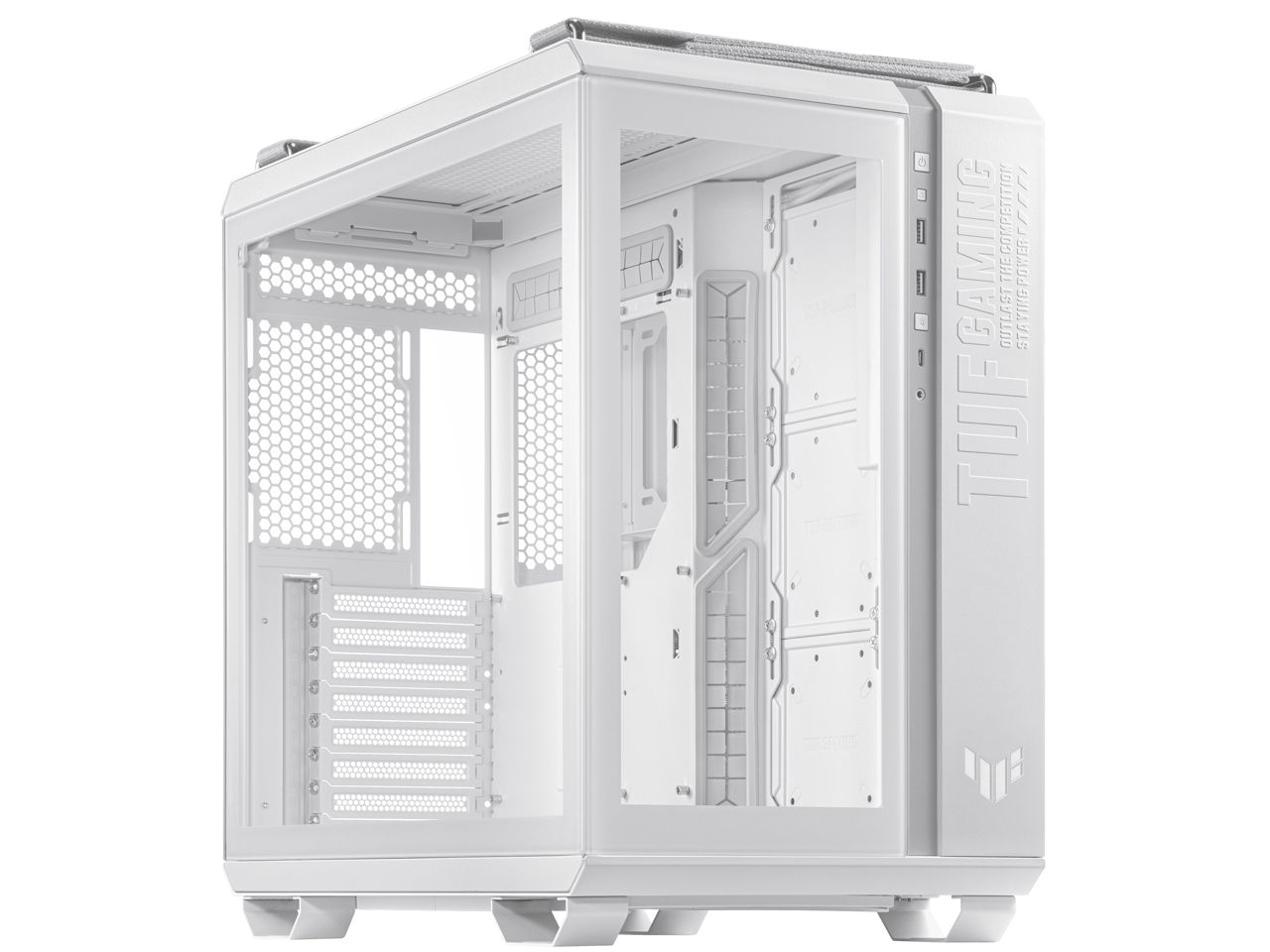ASUS TUF GT502 White ATX Mid Tower Case with RGB Button, USB 3.2