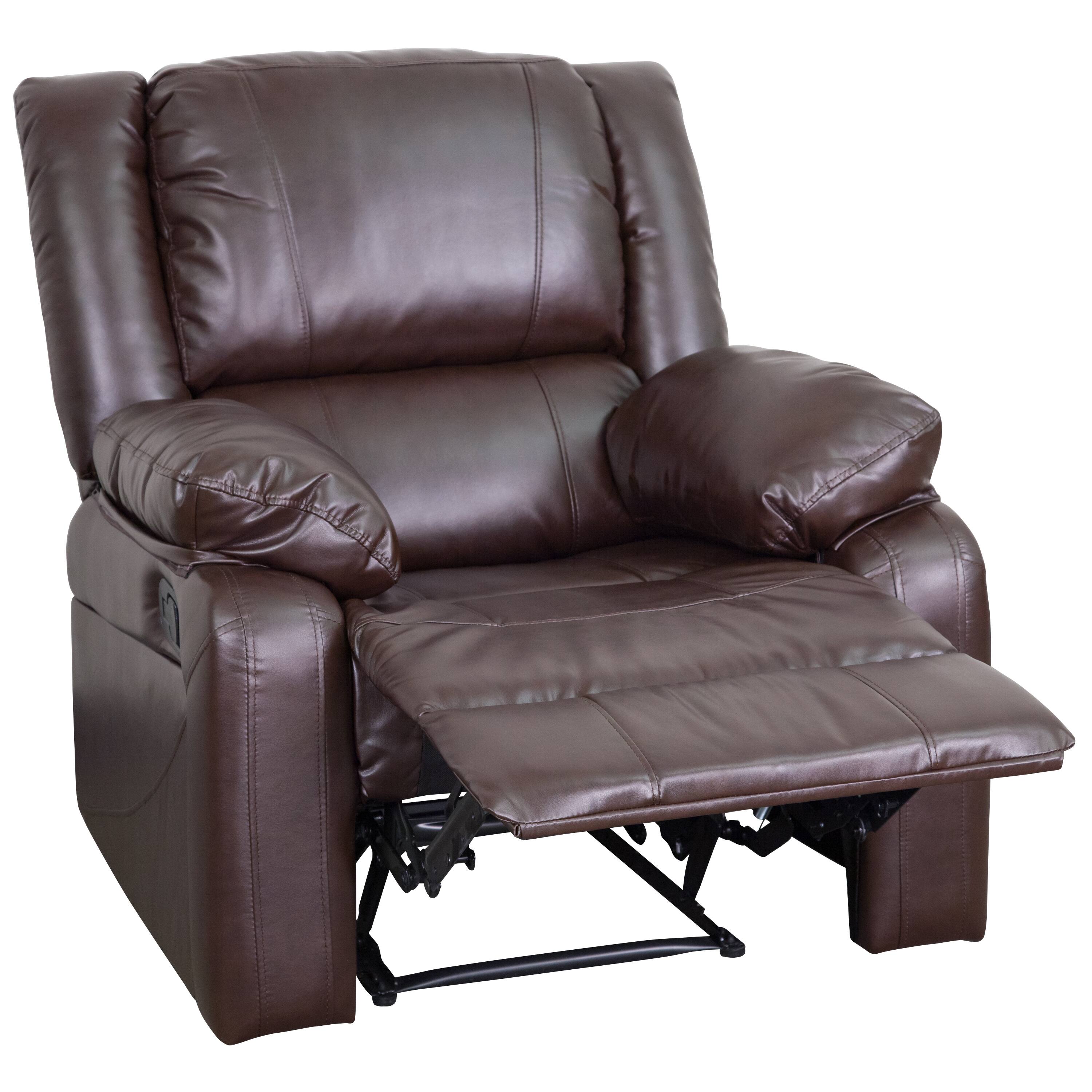 Alt View 7. Emma + Oliver - Recliner with Bustle Back and Padded Arms - Brown LeatherSoft.