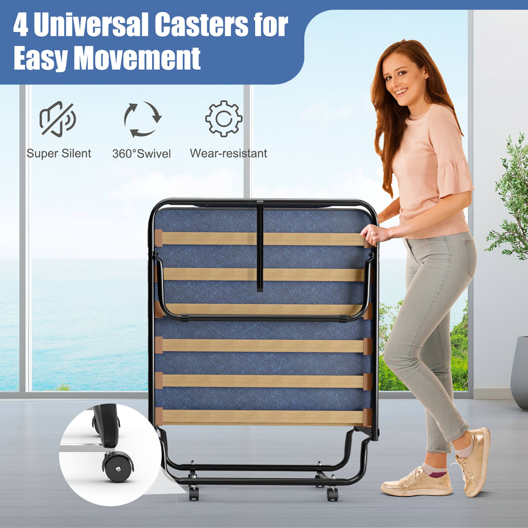 Costway Portable Folding Bed with Memory Foam Mattress Rollaway