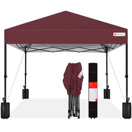 Best Choice Products - 10x10ft Easy Setup Pop Up Canopy w/ 1-Button Setup, Wheeled Case, 4 Weight Bags - Burgundy