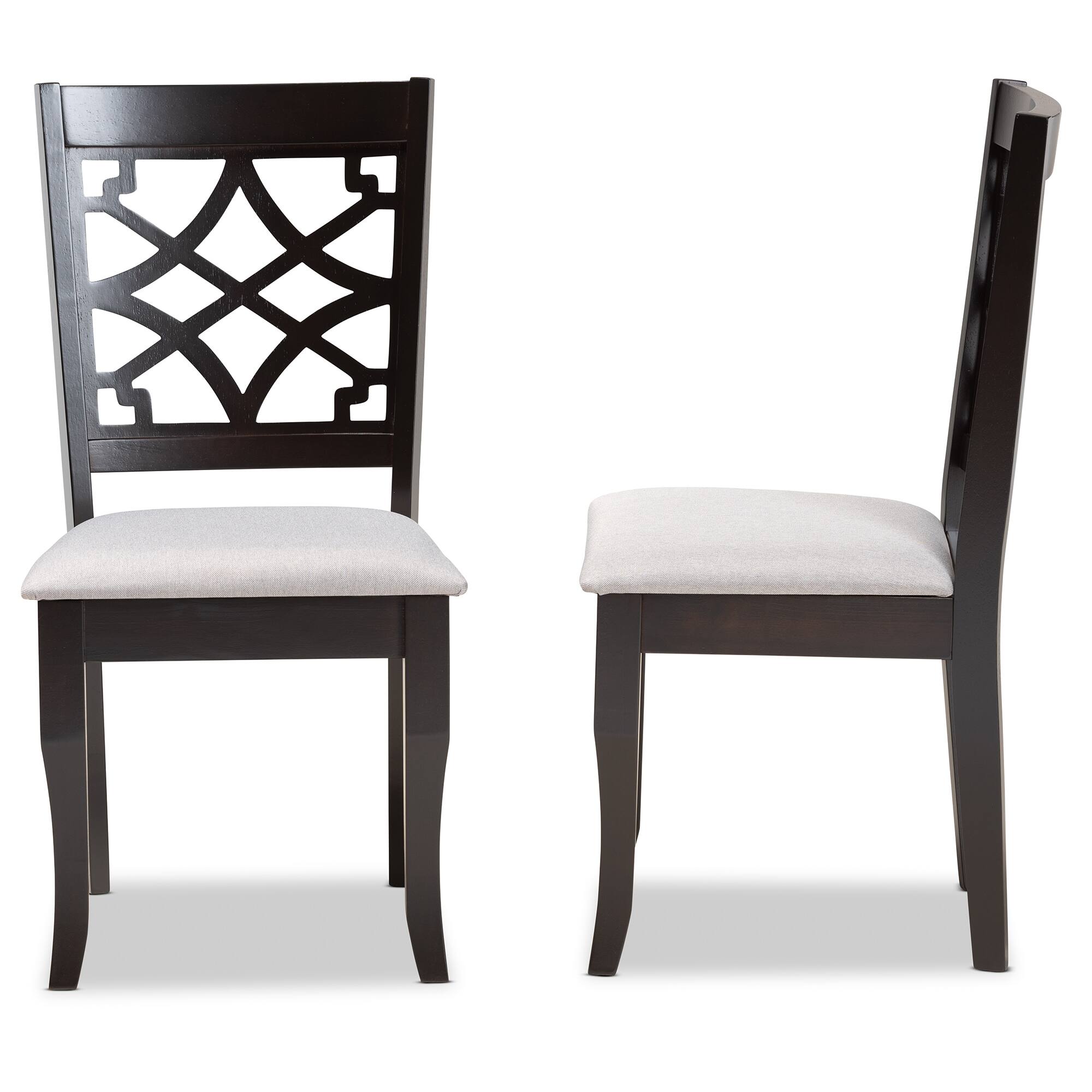 Left. Baxton Studio - Mael Modern and Contemporary Fabric Upholstered and Finished Wood 2-Piece Dining Chair Set - Grey/dark brown.