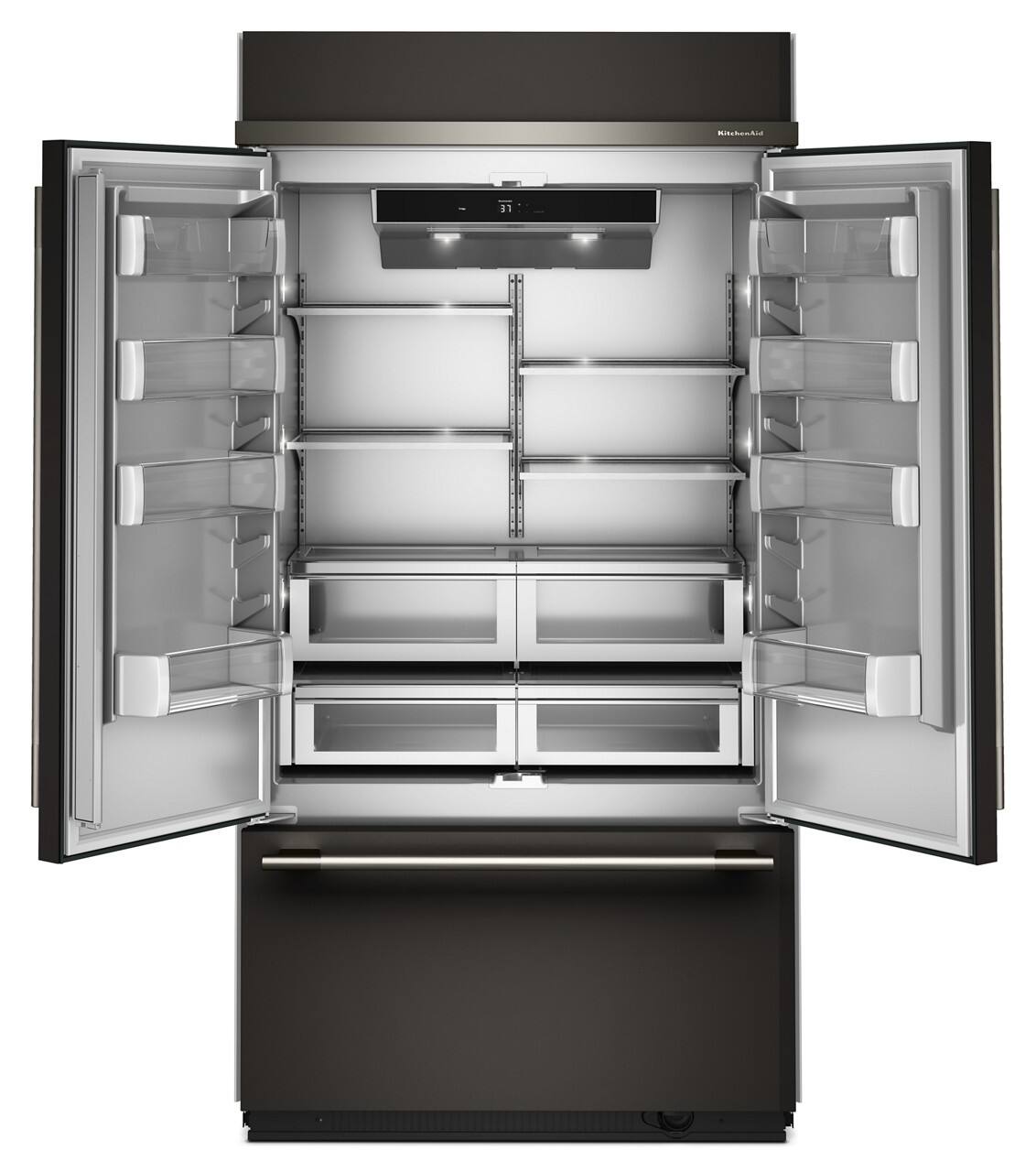 Alt View 2. KitchenAid - 24.2 Cu. Ft. Built-In French Door Bottom Mount Refrigerator - Black Ore.