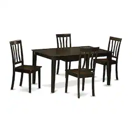 East West Furniture - 5 Pc Dining room set for 4- Dining Table and 4 Wood Dining Chairs - Cappuccino