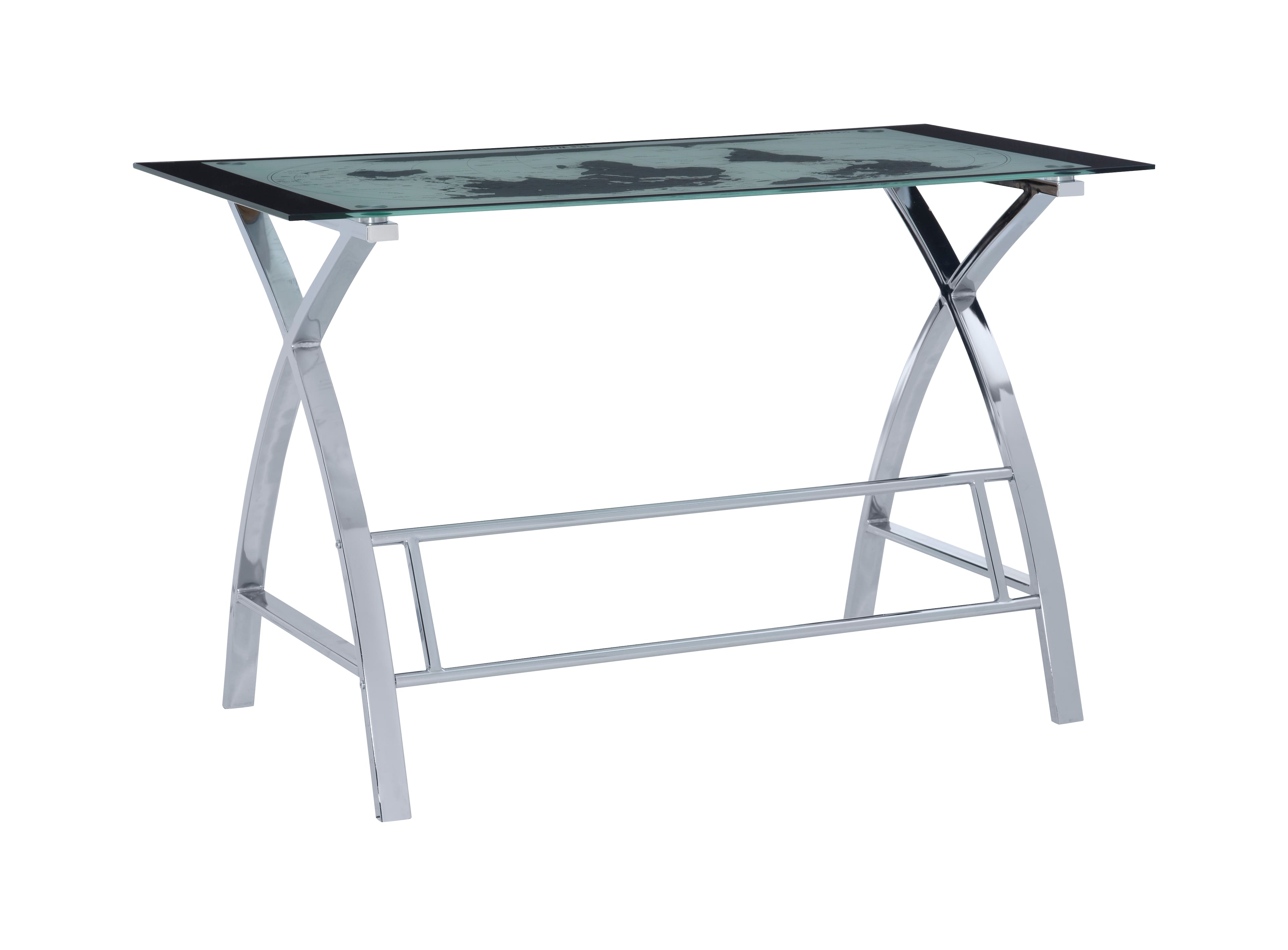 Alt View 16. Linon Home Décor - Walton Map Printed Glass Desk Set With Faux Leather Gas Lift Chair - White & Chrome.