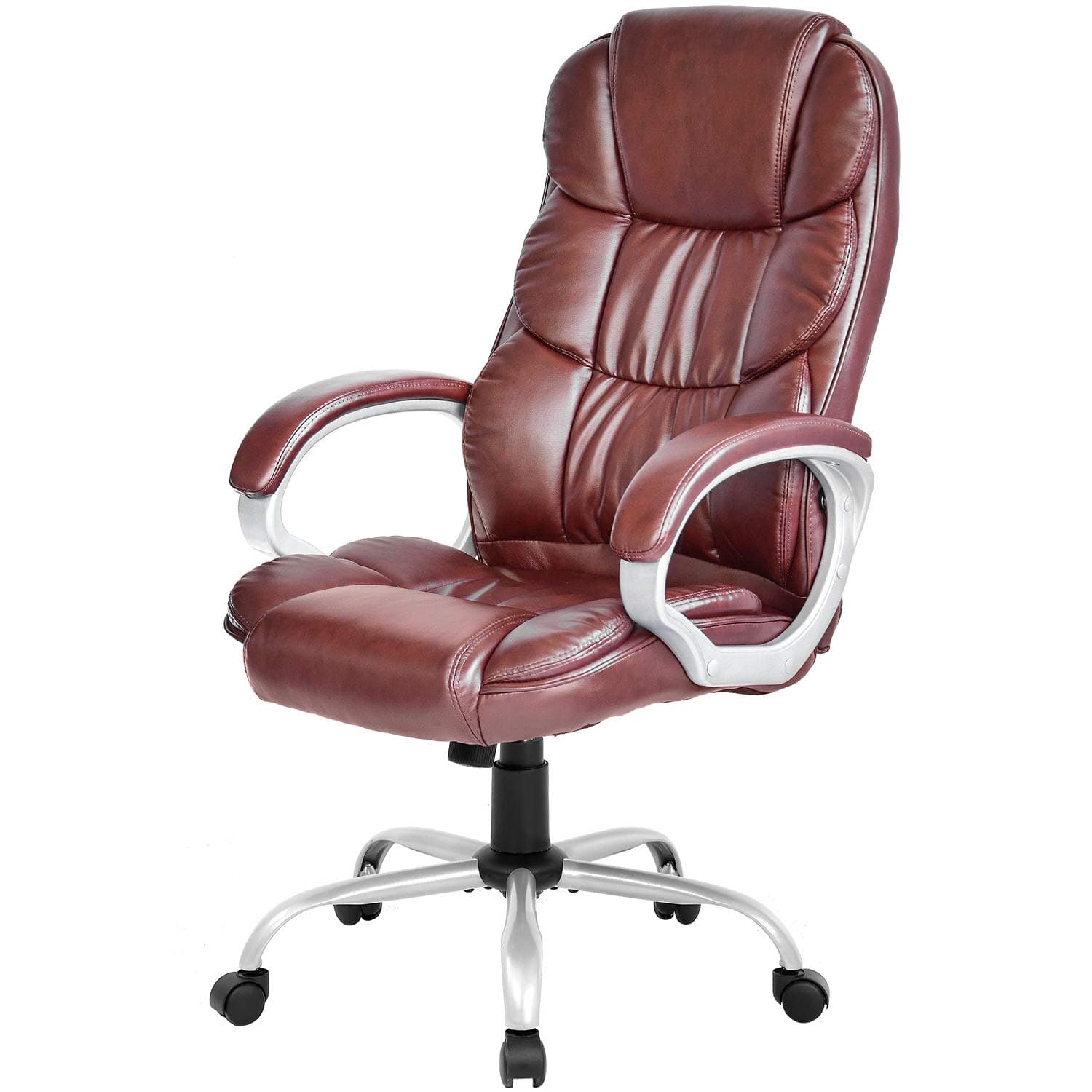 Frangdom - Ergonomic High-Back PU Leather Swivel Office Chair with Lumbar Support - Brown