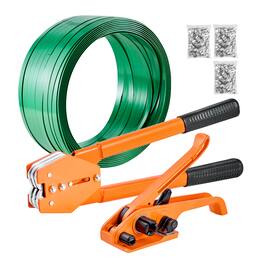VEVOR - Banding Strapping Kit, Heavy Duty Banding Sealer Tool with 1000 ft Length PET Band, 300 Metal Seals - Orange; Green