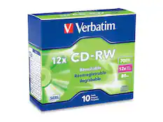 12x V
4 V 4 I V F
V 10 CD-ETN AA 12K A / PewLute RESR
V Verbatim.
12x CD-RW 700 MB Mo Speed VitAame Rewritable 12x Velecidad Renregistrable 80 Min Regrabable COMPACT Speed disc Highh nWhizable Pack SERL 10 Paquet Paquete
