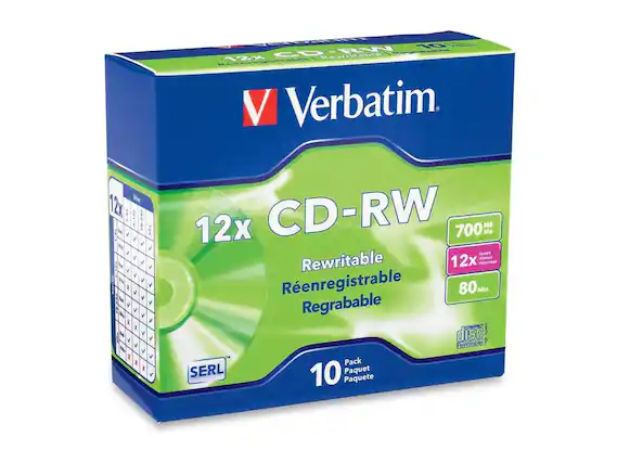 12x V
4 V 4 I V F
V 10 CD-ETN AA 12K A / PewLute RESR
V Verbatim.
12x CD-RW 700 MB Mo Speed VitAame Rewritable 12x Velecidad Renregistrable 80 Min Regrabable COMPACT Speed disc Highh nWhizable Pack SERL 10 Paquet Paquete