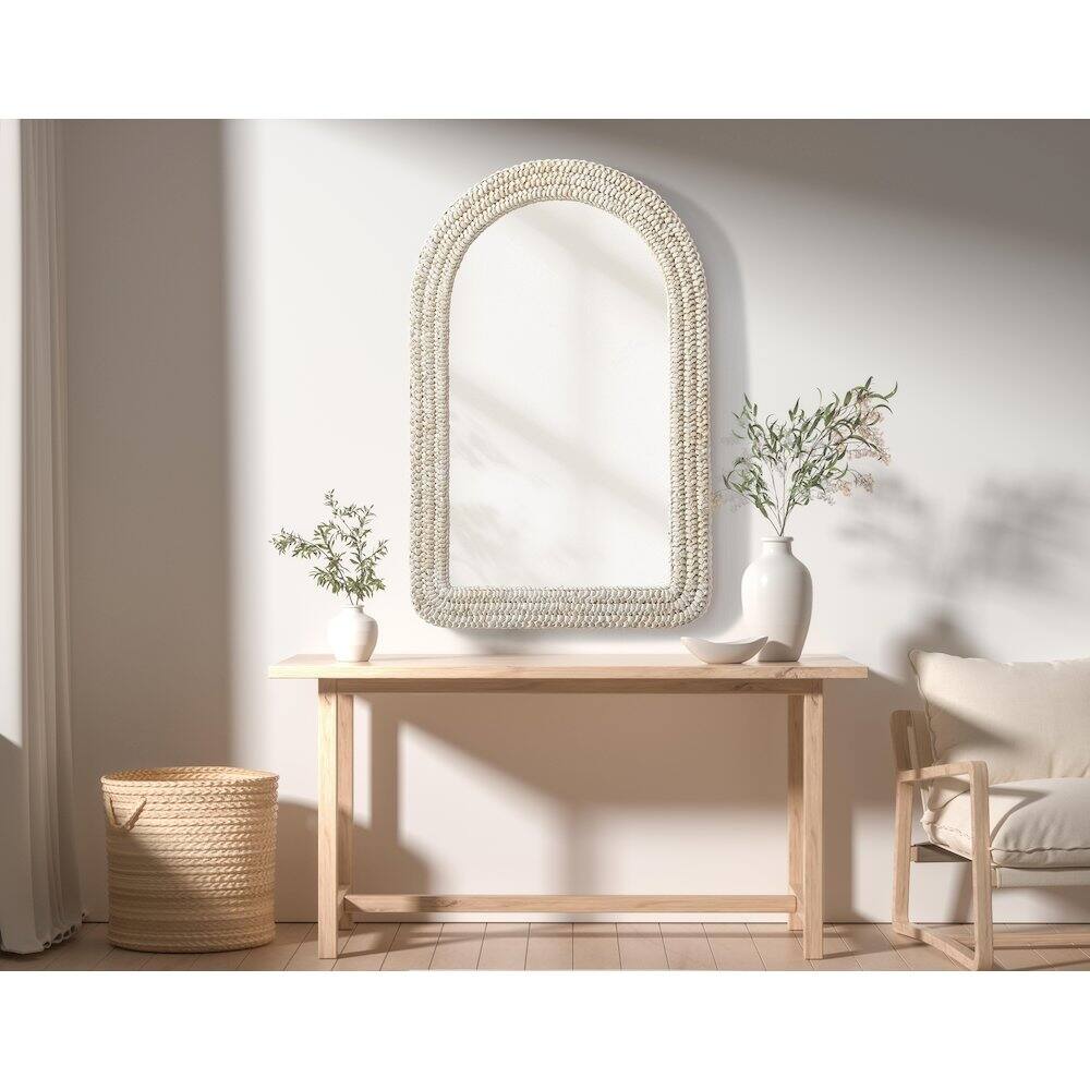 Alt View 3. Elegant Decor - Arch Cornhusk Mirror 27x42 in Linen White - Linen White.