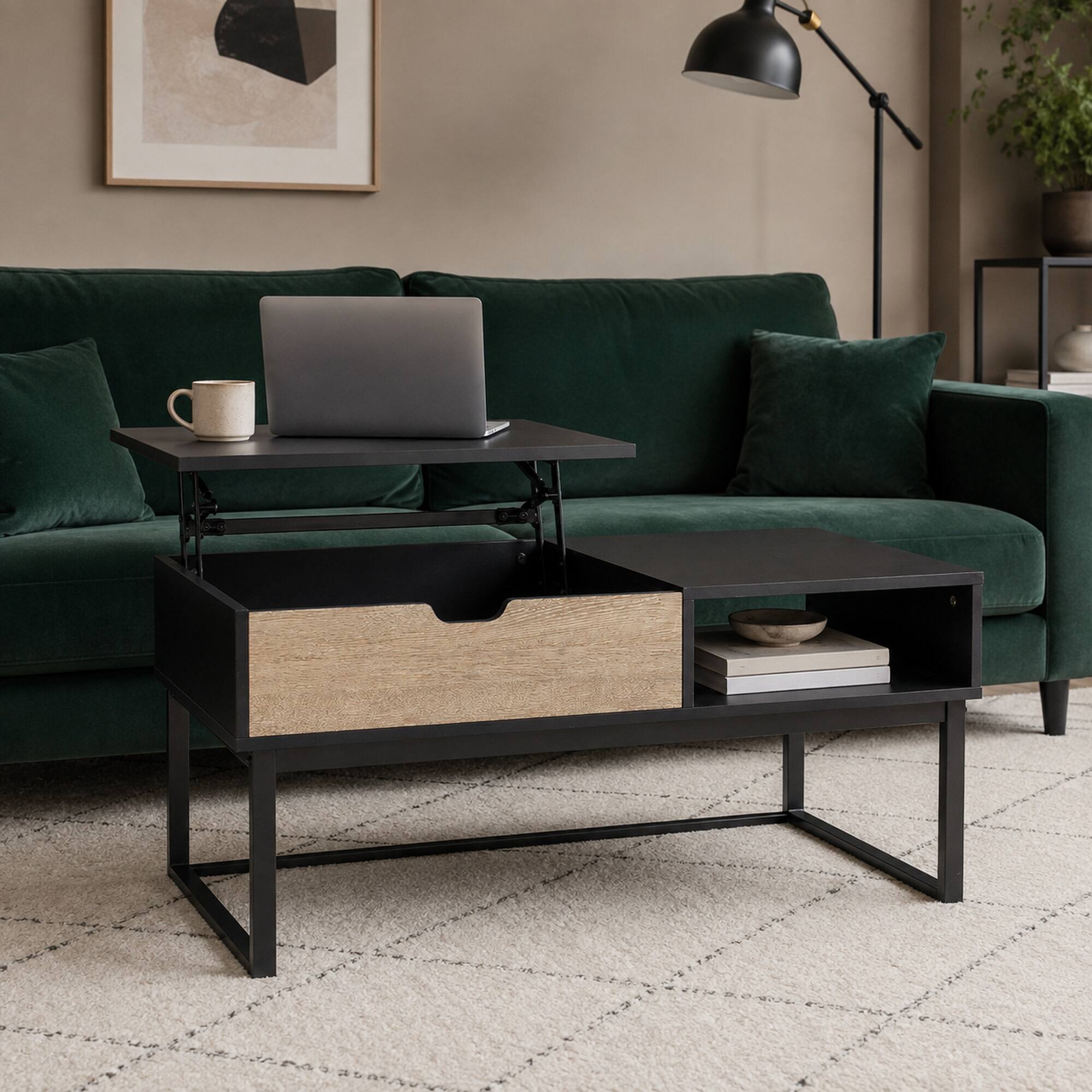 Alt View 2. Teamson Home - Lift Top Coffee Table - Black.