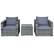 Front. Costway - 3 PCS Patio Rattan Furniture Bistro Set Cushioned Sofa Chair Glass Table Garden - Mix Grey/Grey.