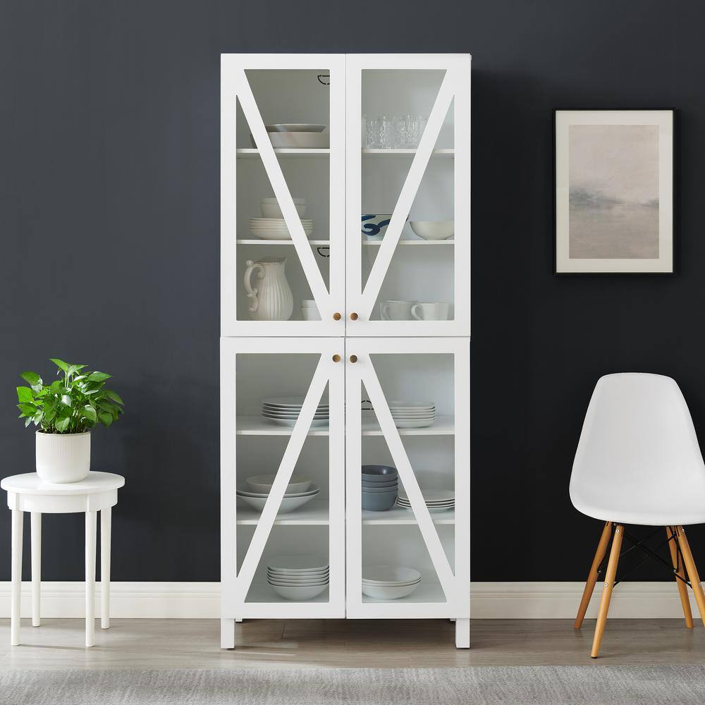 Alt View 9. Crosley Furniture - Cassai Tall Kitchen Storage Pantry - 2 Stackable Pantries - White.