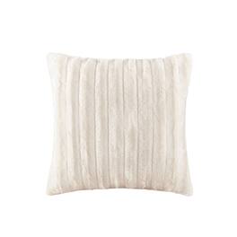 Gracie Mills - Wilfred Faux Fur Square Pillow - Ivory
