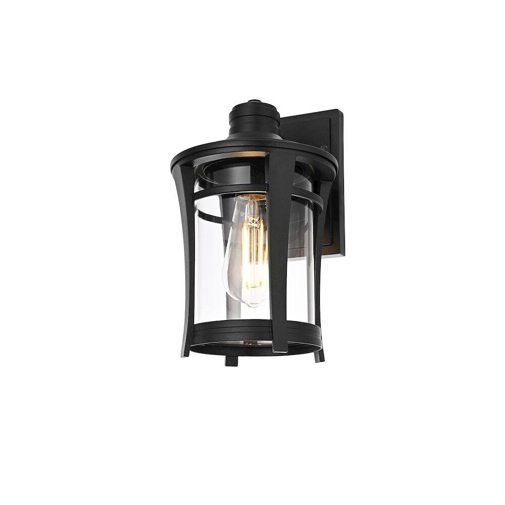 Left. Elegant Lighting - Artemis 11 inch Outdoor Wall sconce in Black - Black And Clear.