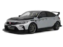 2024 Honda Civic Type R Mugen Group B RHD Matt Silver Metallic with Black Hood Ltd Edition 1/18 Model Car by Otto Mobile