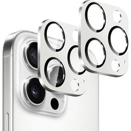 SaharaCase - Ultra-Strong Camera Lens Protector for Apple iPhone 16 Pro and 16 Pro Max (2-Pack) - White Titanium
