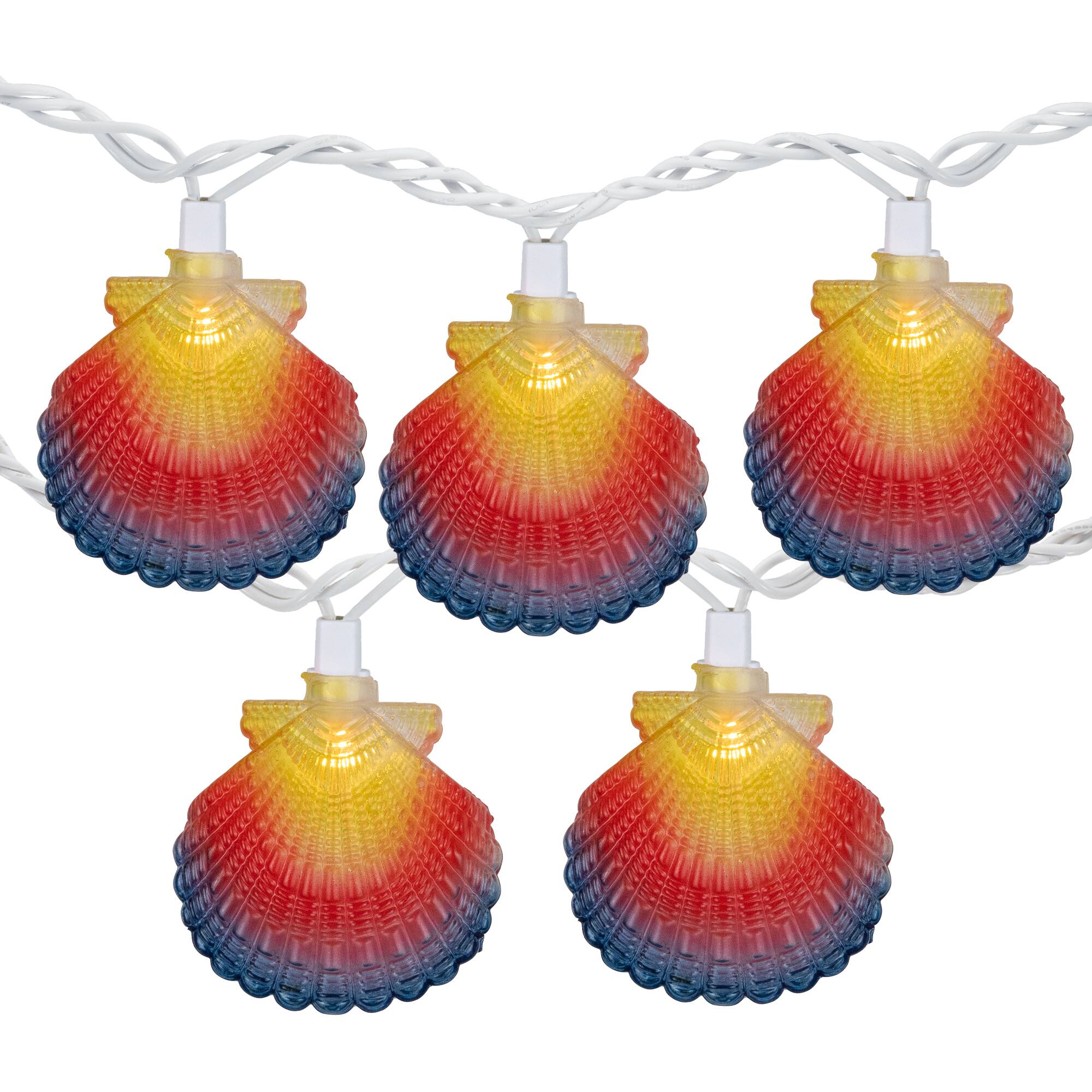 Alt View 1. Northlight - 10ct Seashell Outdoor Patio String Light Set, 7.25ft White Wire - Yellow.