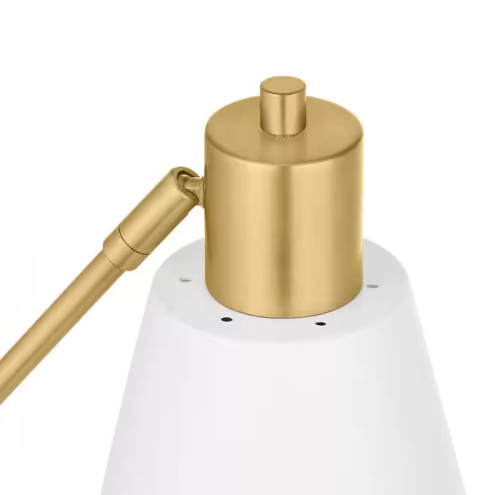 Left. Hivvago - Simple Modern Gold Metal Finish Desk Light Table Lamp with White Shade - Gold.
