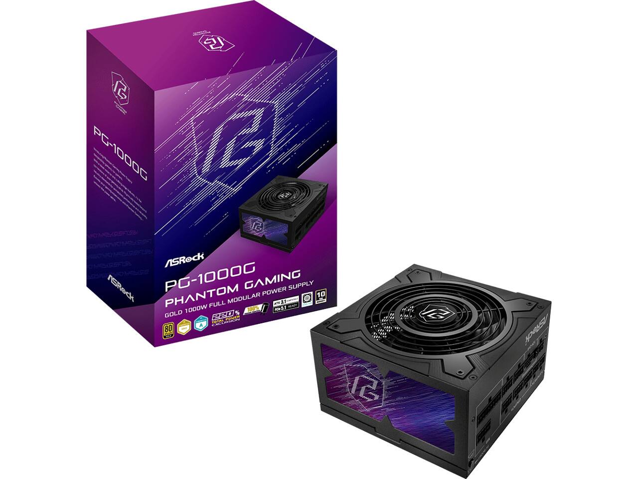 - 5 PG-10000 2 ASRock PG-1000G GAMING POWER SUPPLY PHANTOM 10 FULL MODULAR ATX 21 er 5.1 m 1000W 100% - GOLD 80 PLUS