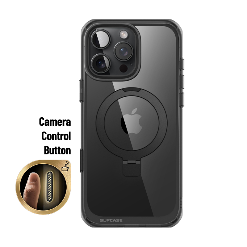 SUPCASE - iPhone 16 Pro Max 6.9 inch Unicorn Beetle MAG Stand Slim Clear MagSafe Camera Control Button Case - Black