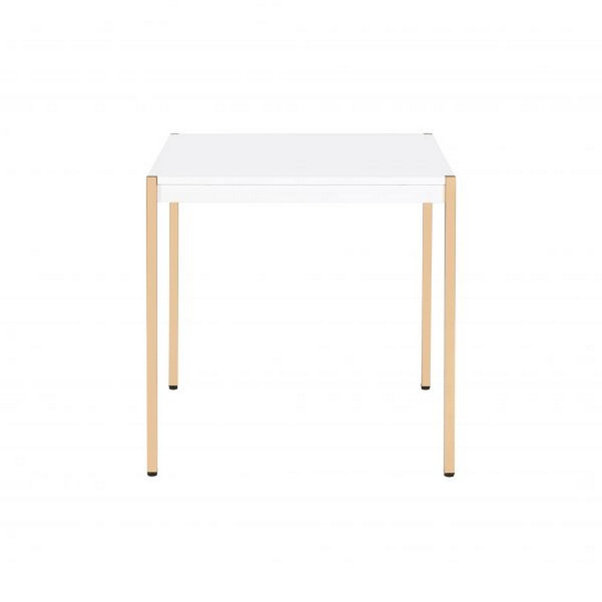 Alt View 1. Manhattan Lane - End Table with Metal Tube Legs - White, Gold.