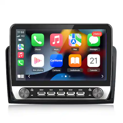 11:55 4G 2860
Phone Music Map Massages CarHome 21 Now playing CarHome Audiobooks Calendar
VOL MENU NAVI BACK BAND MODE TUN MC RST