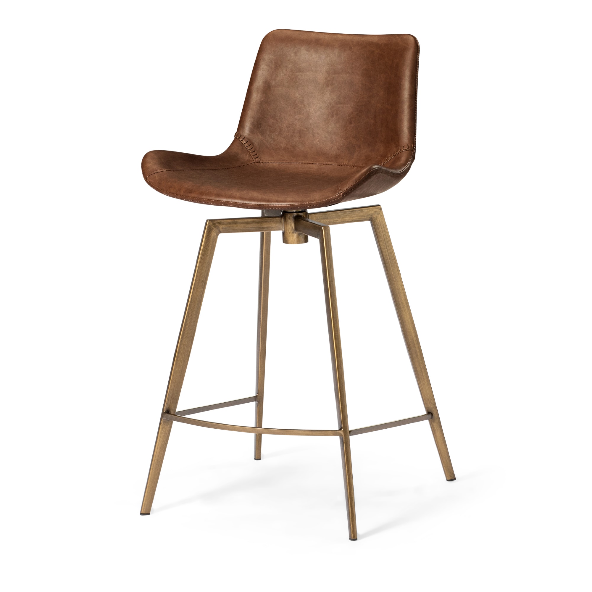 Maven Lane - 26" Victor Counter Stool In Frame With Vegan Leather - Antiqued Brass