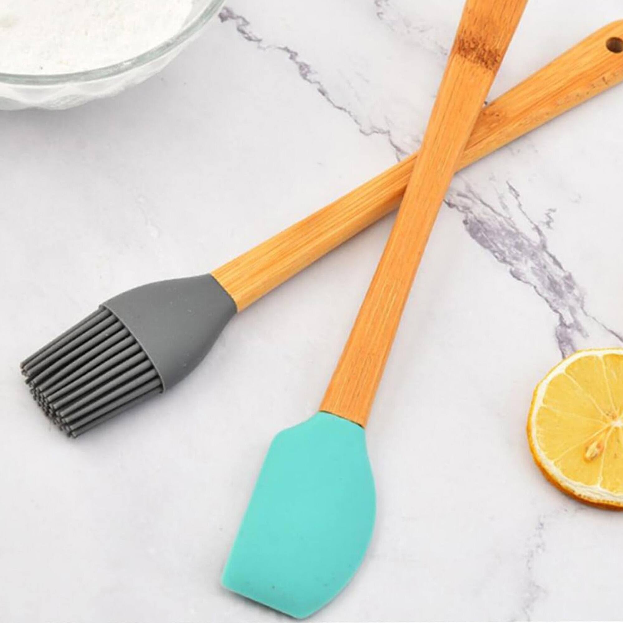 Alt View 2. Cheer Collection - 5-Piece Mini Silicone Baking Utensil Set with Bamboo Handles for Kids - Multi.