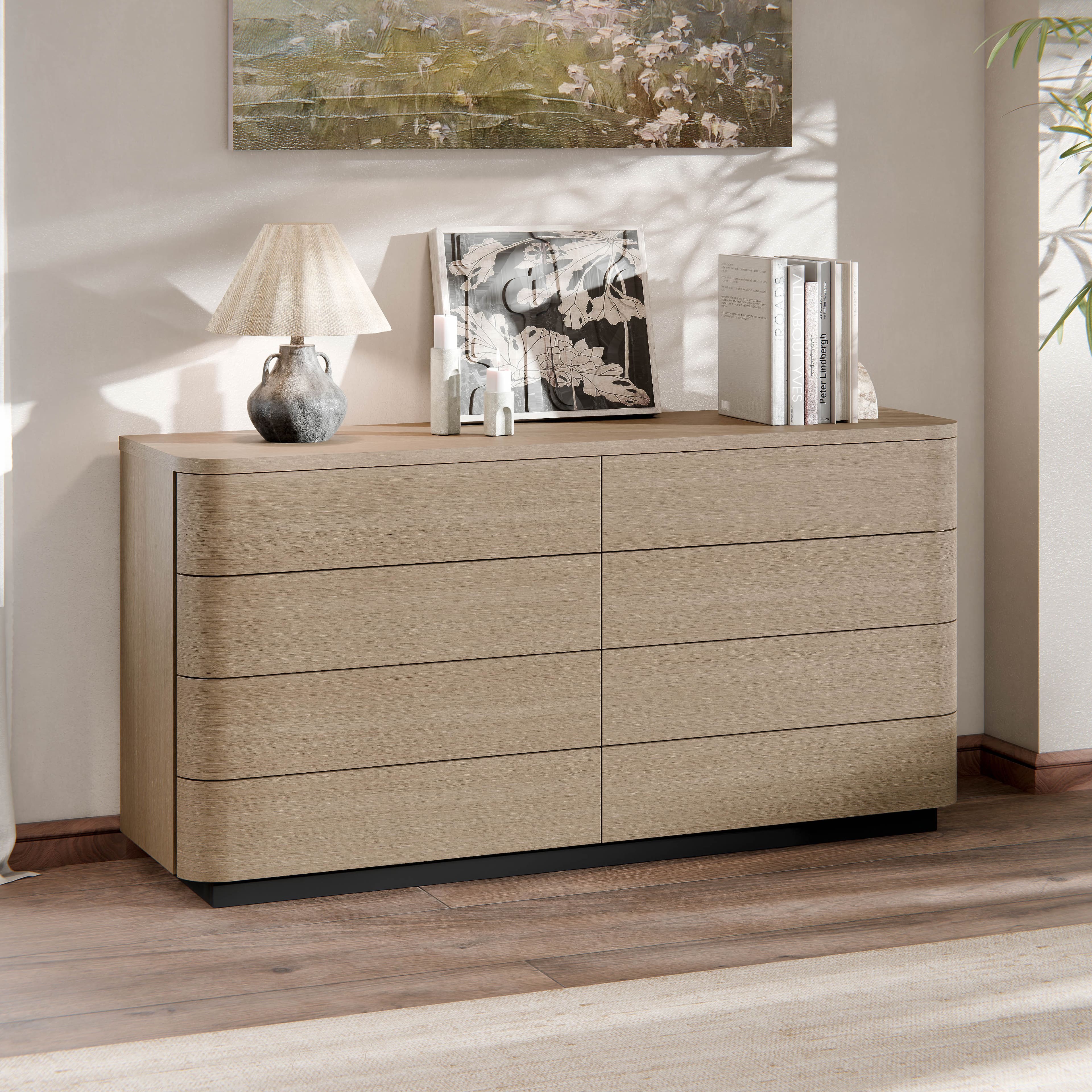 Homsee - Modern Makeup Vanity Table with Drawers, Waterproof Top, Smooth Slides & Rounded Corners for Bedroom - Wooden