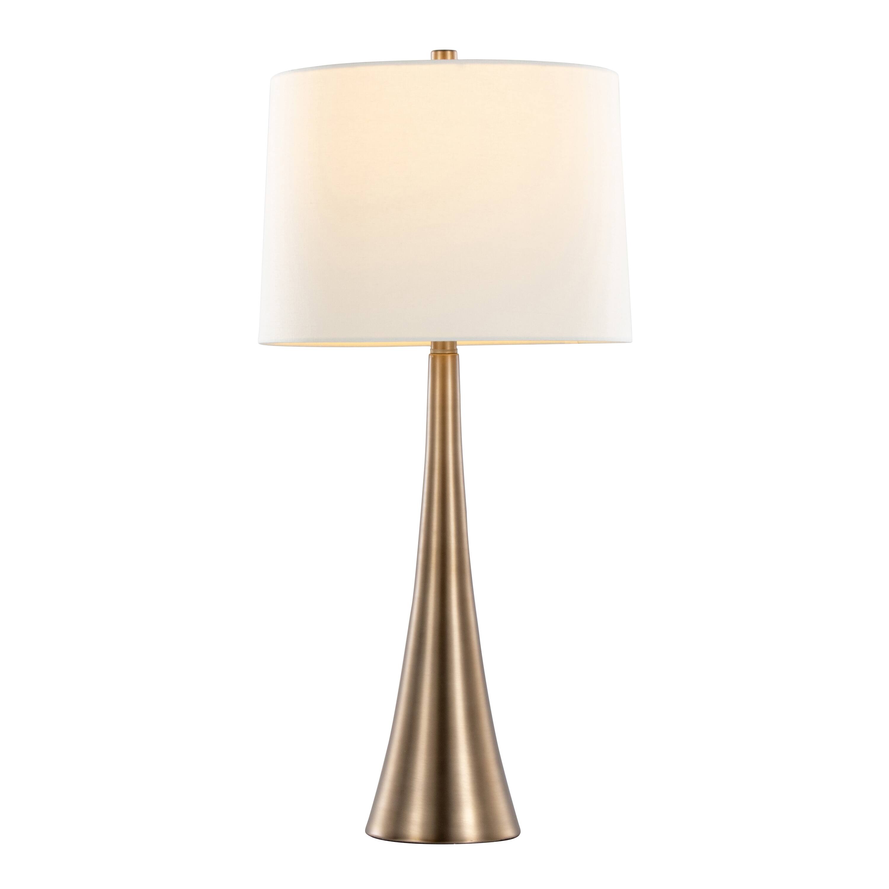 Left. APRILSOUL - Diana 29 in Metal Table Lamp in Matte Golden Bronze with Linen Shade from Grandview Gallery by LumiSource Set of 2 - N/A.