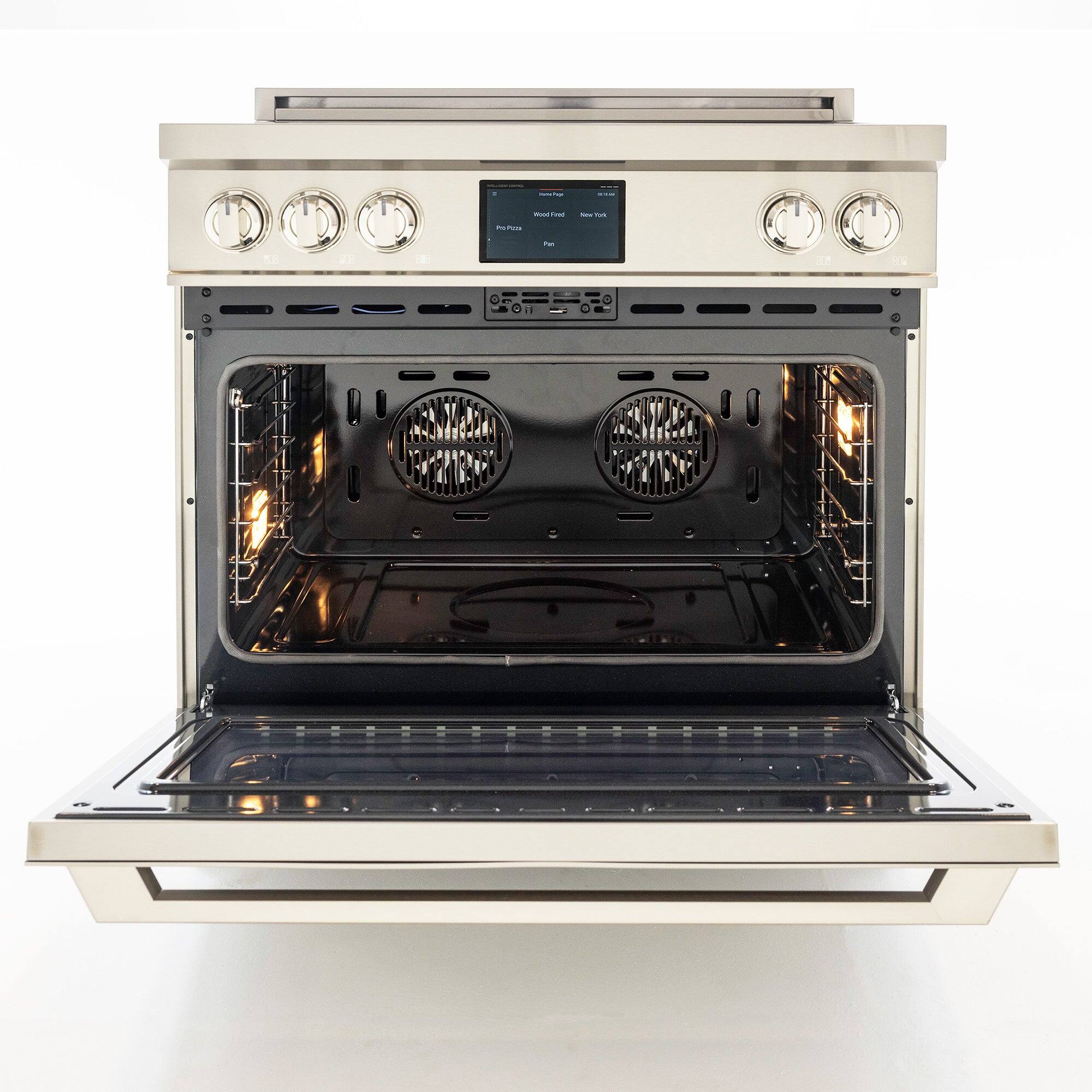 Alt View 1. Induction Hardware - Professional 36 Inch Induction Range with Convection Oven & Air Fry, 5 Burner Electric Stove, Pizza Stone - Stainless Steel.