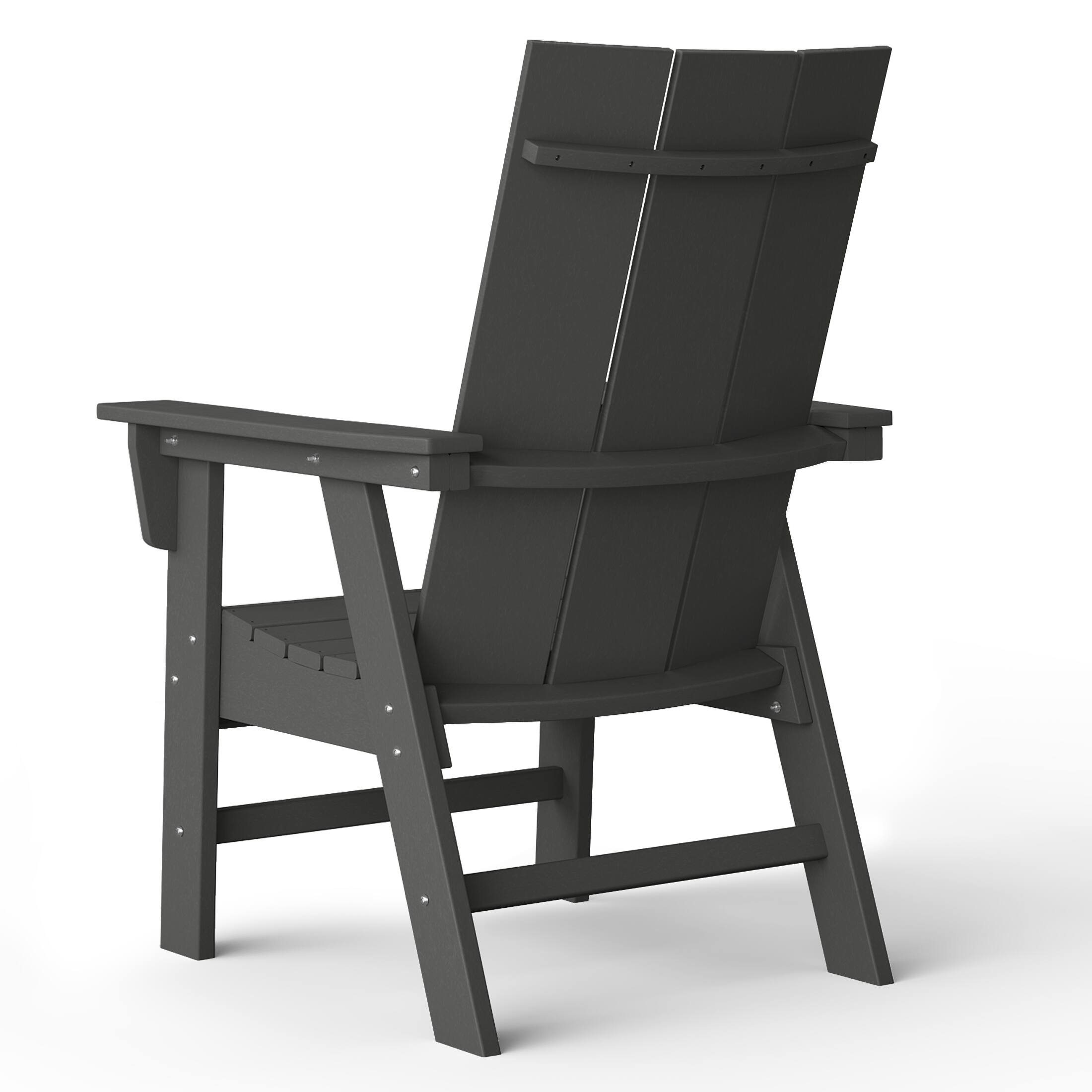 Back. WestinTrends - WestinTrends Ashore Outdoor Patio HDPE Plastic Modern Adirondack Dining Chair - Gray.