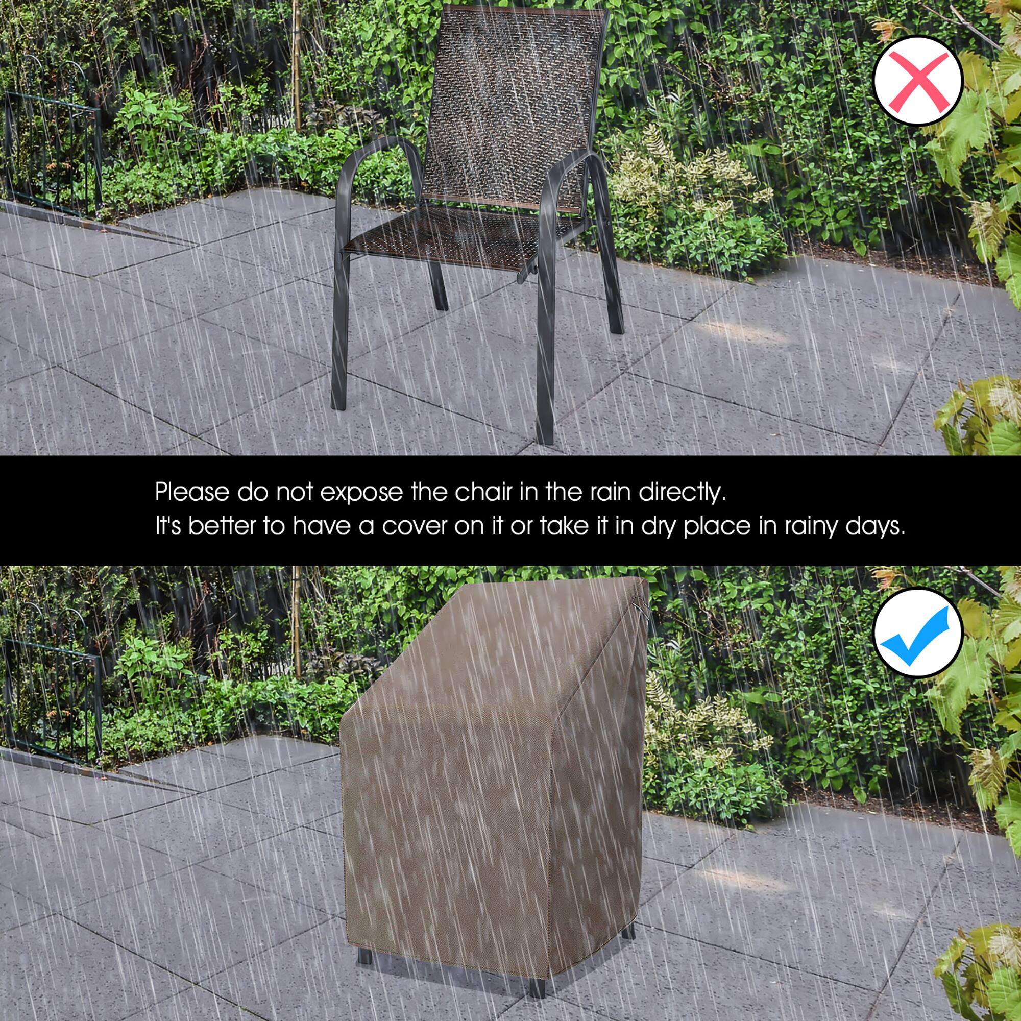 Please do not expose the chair in the rain directly.  
It's better to have a cover on it or take it in a dry place in rainy days.