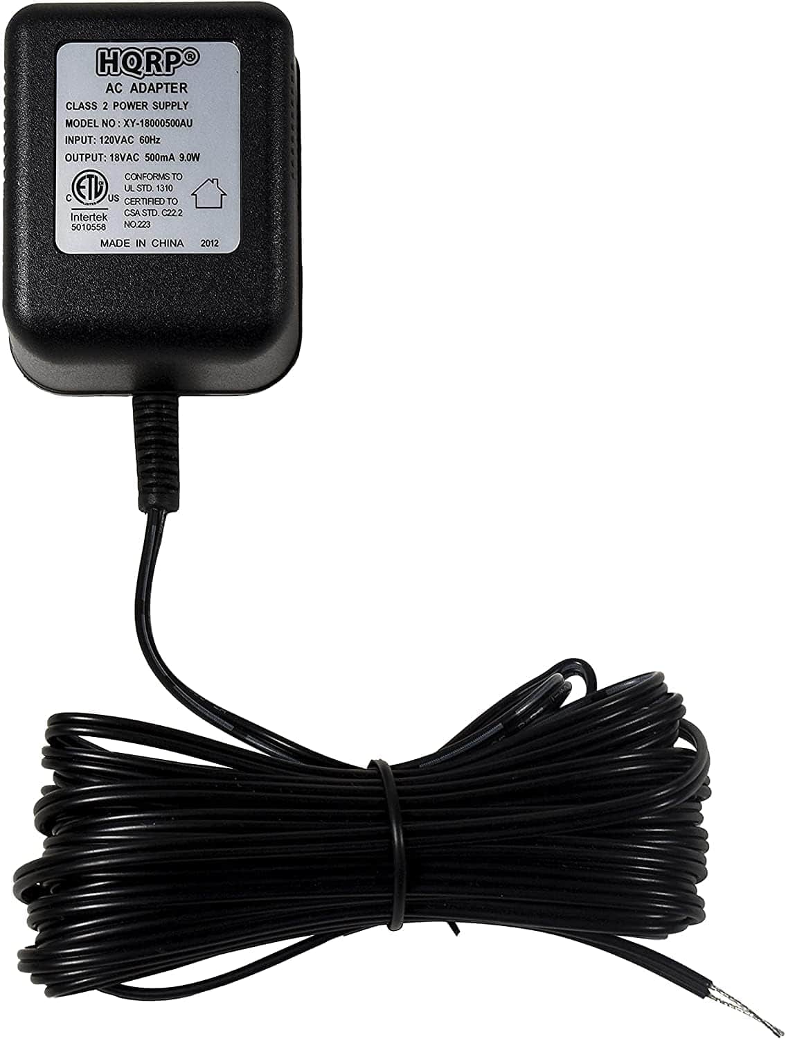 HQRP - 18 Volt AC Adapter for Smart Video Doorbells Nest Hello, Ring, Ring-2, Ring-3, Arlo, Zmodo, Eufy, 20ft Cable, Black